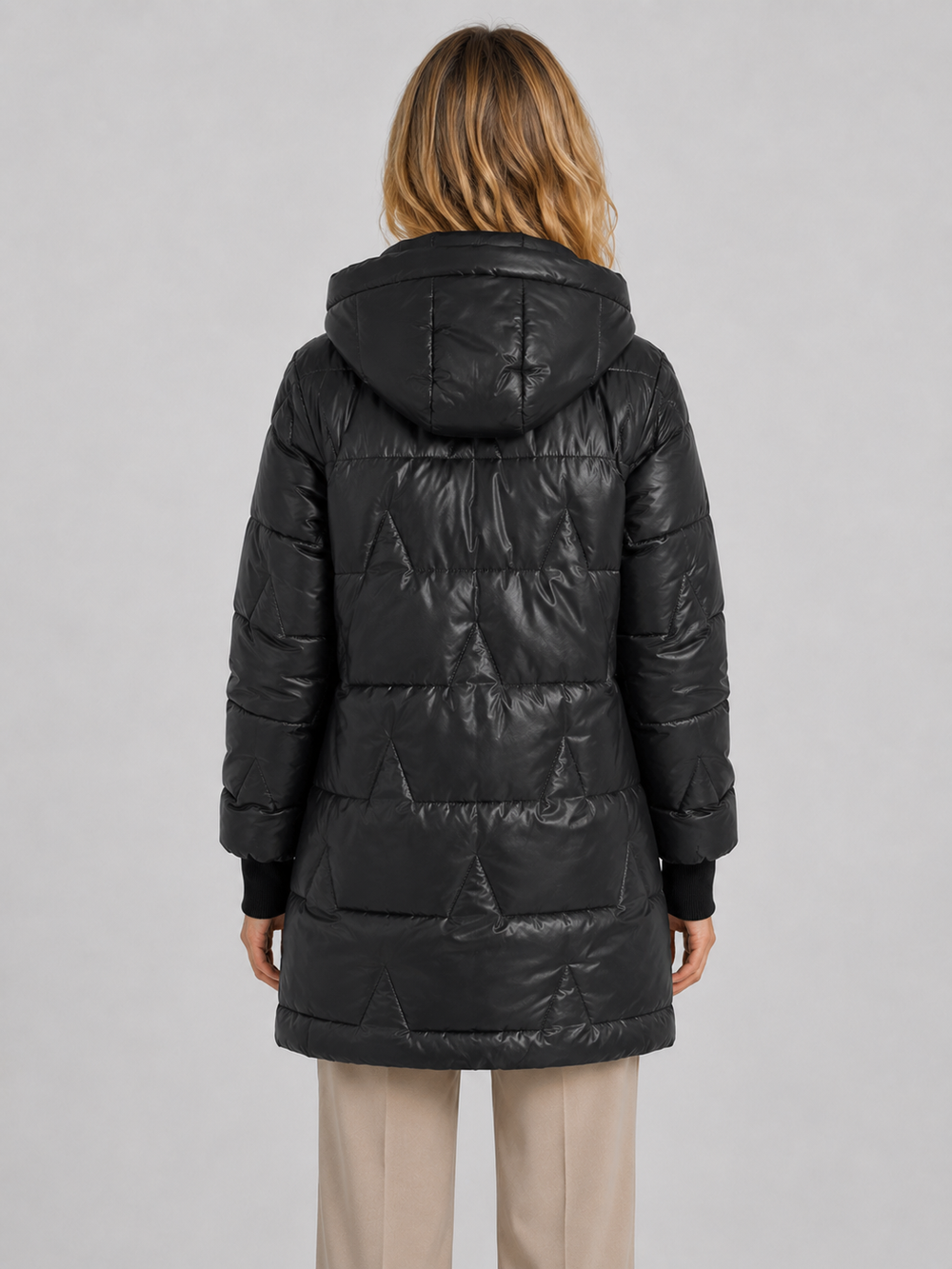 Women's Casual Quilted Longline Hooded Puffer Coat