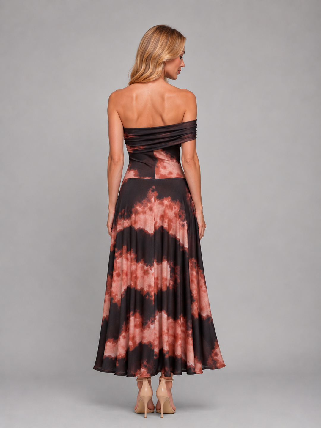 Women's Elegant Printed One-Shoulder Maxi Dress