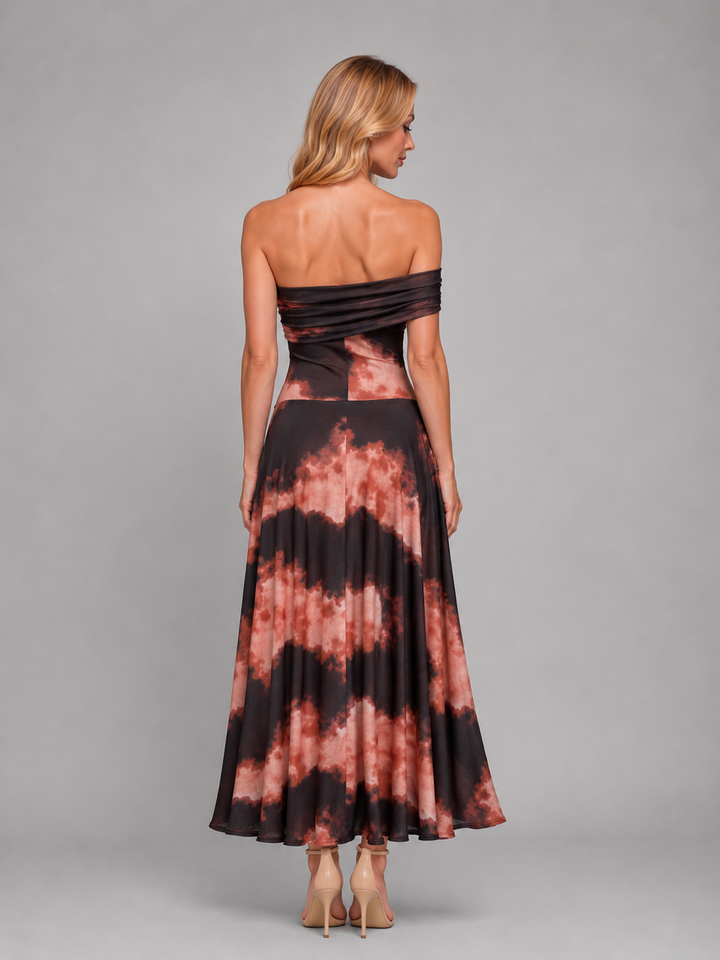 Women's Elegant Printed One-Shoulder Maxi Dress