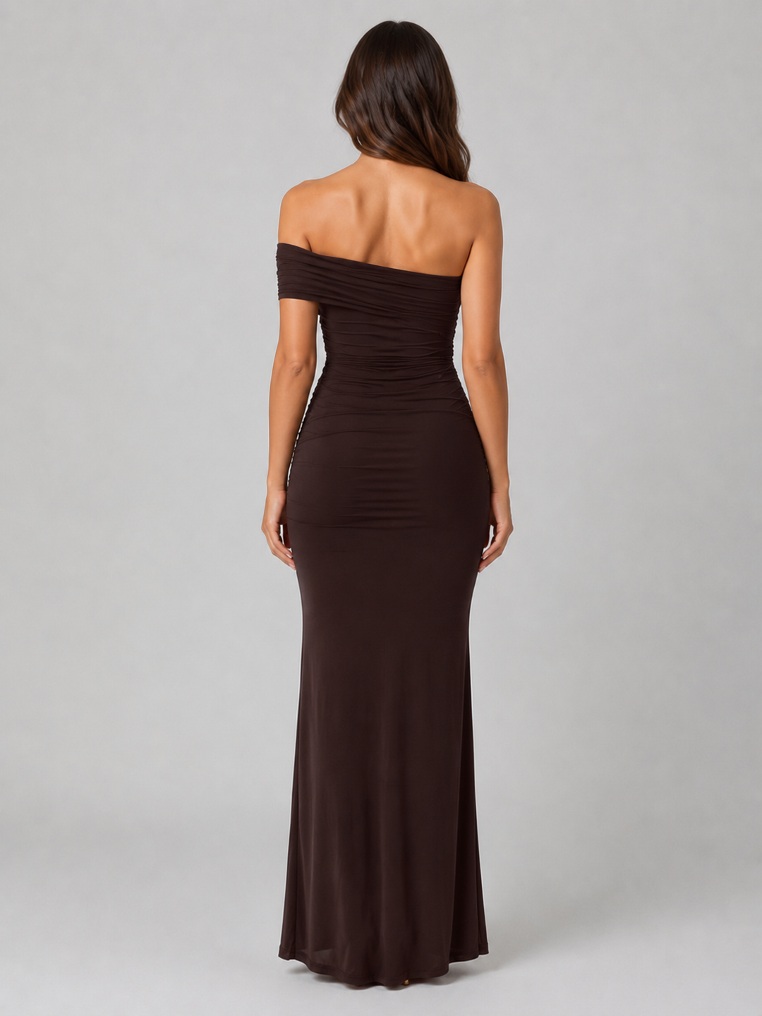 Women's Elegant Ruched One-Shoulder Maxi Dress