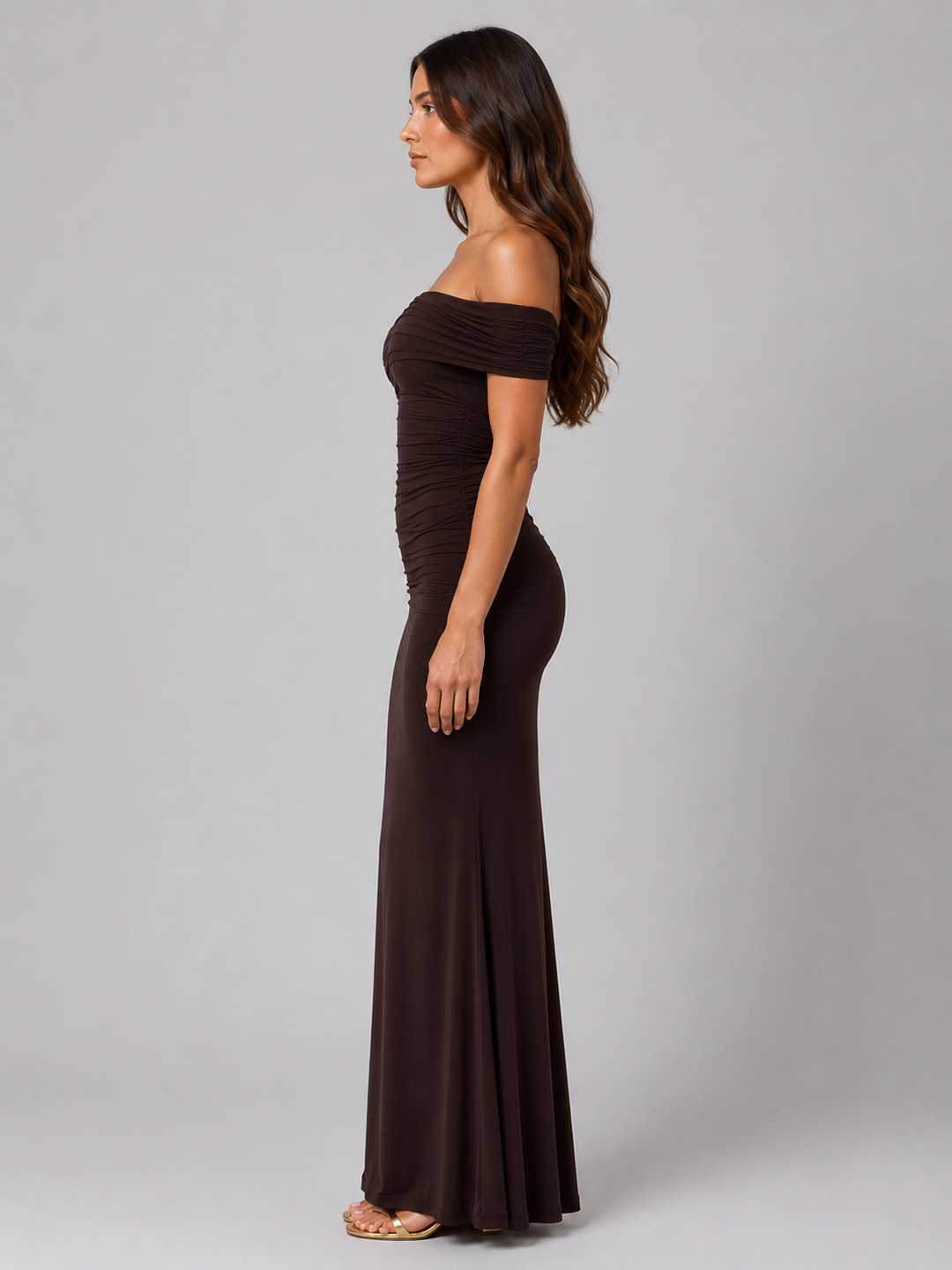 Women's Elegant Ruched One-Shoulder Maxi Dress