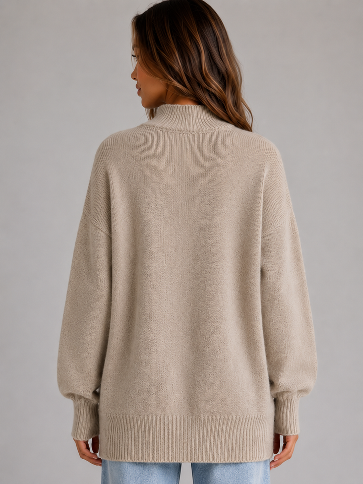 Women's Casual Knit High Neck Longline Jumper