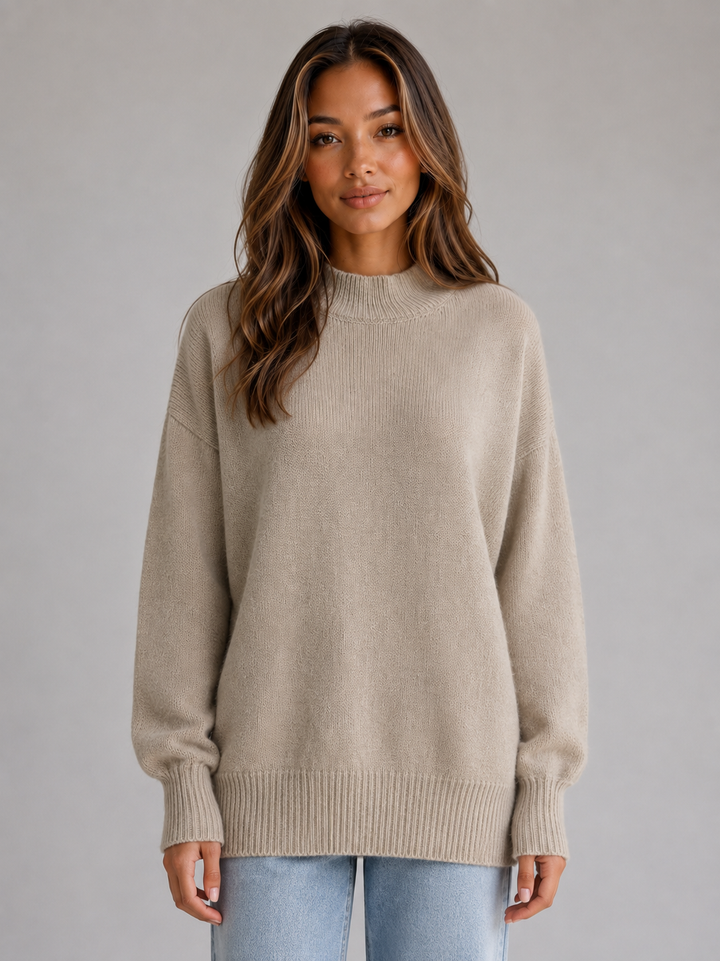 Women's Casual Knit High Neck Longline Jumper