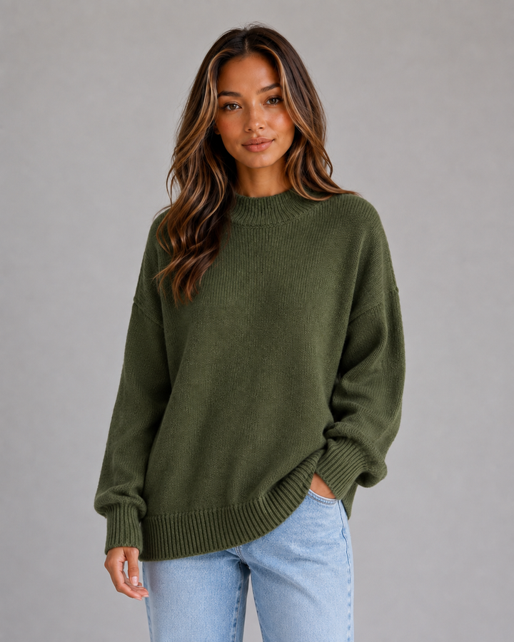 Women's Casual Knit High Neck Longline Jumper