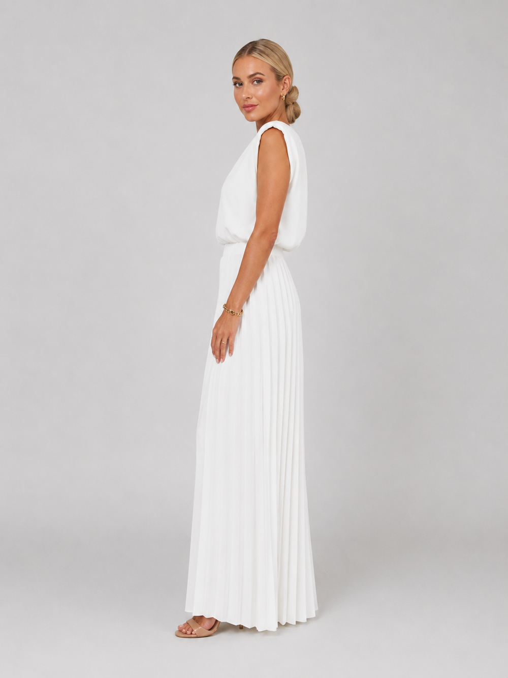 Women's Elegant Pleated Wide Leg Trousers Set