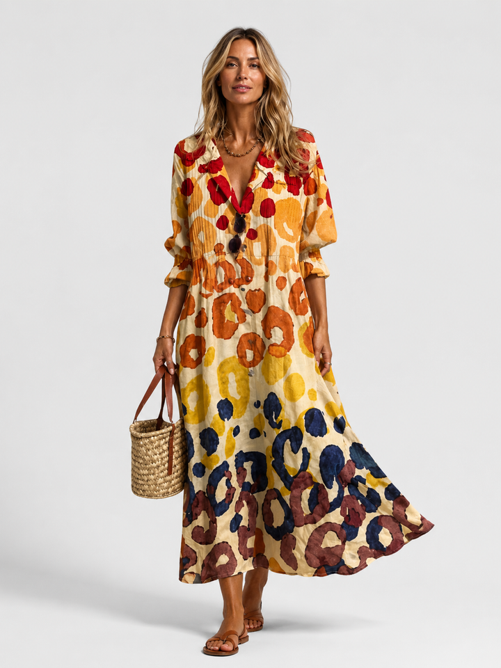 Women's Casual Printed Cotton Shirt Dress with Relaxed Fit