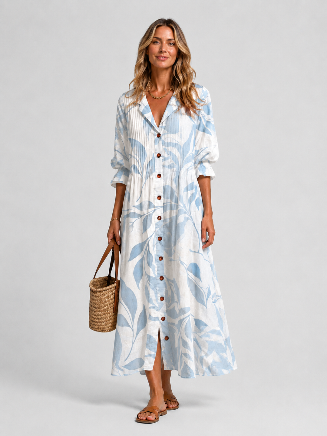 Women's Casual Printed Cotton Shirt Dress with Relaxed Fit