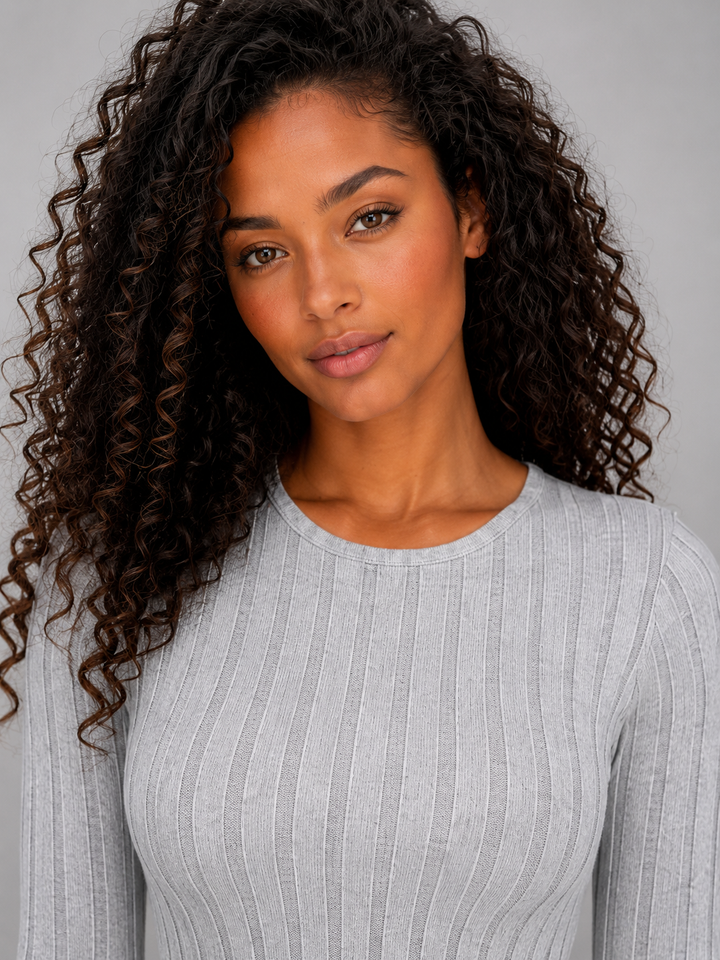Women's Classic Ribbed Knit Long Sleeve Maxi Dress