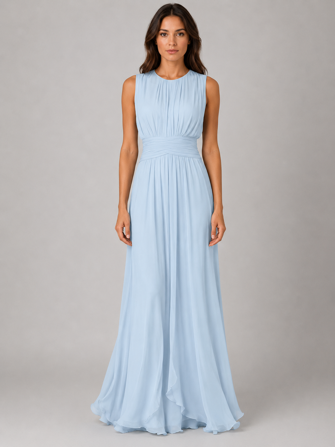 Women's Elegant Ruched Chiffon Maxi Dress