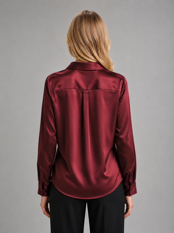 Women's Elegant Satin-Feel Silky Blouse