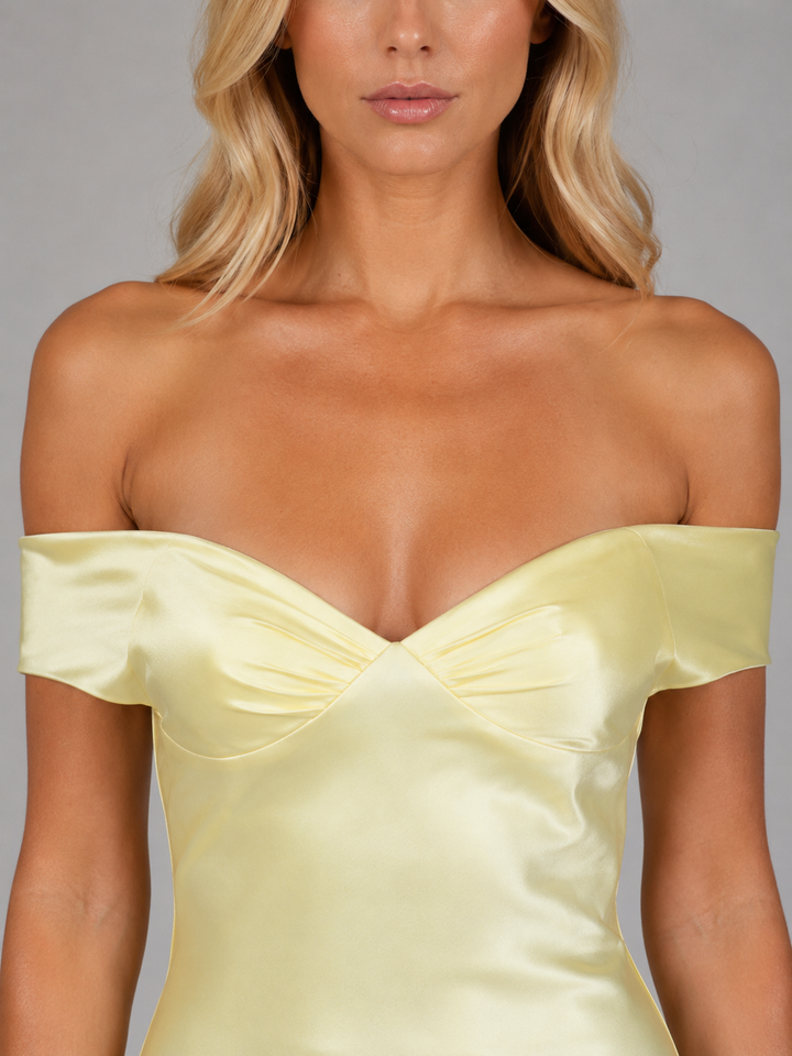 Women's Elegant Satin Off Shoulder Maxi Dress