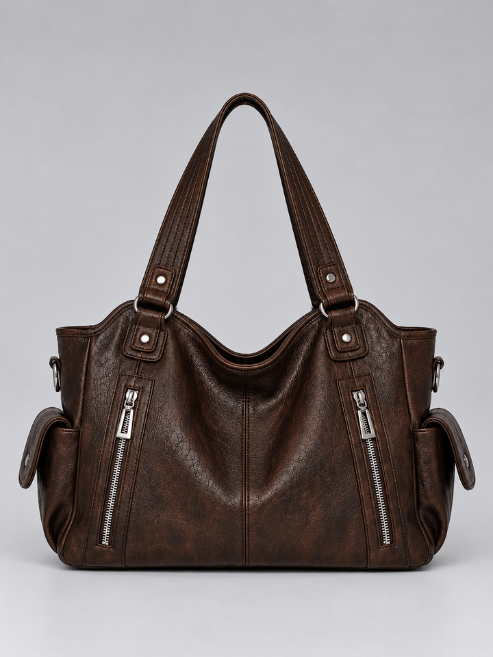 Women's Spacious Multi-Pocket Leather Shoulder Tote Bag