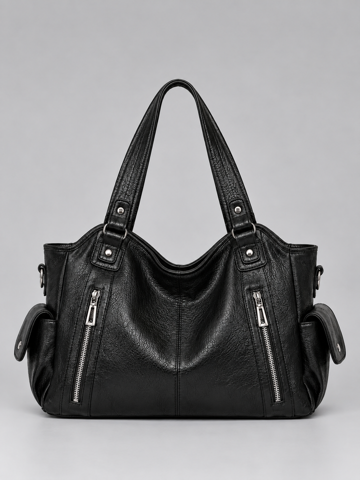 Women's Spacious Multi-Pocket Leather Shoulder Tote Bag