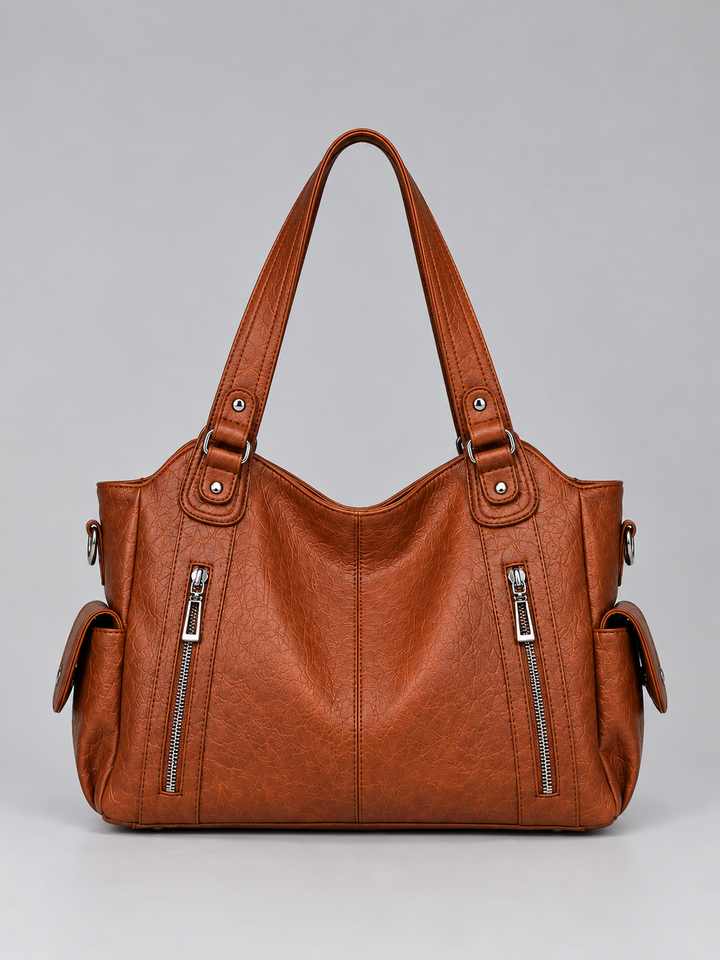 Women's Spacious Multi-Pocket Leather Shoulder Tote Bag