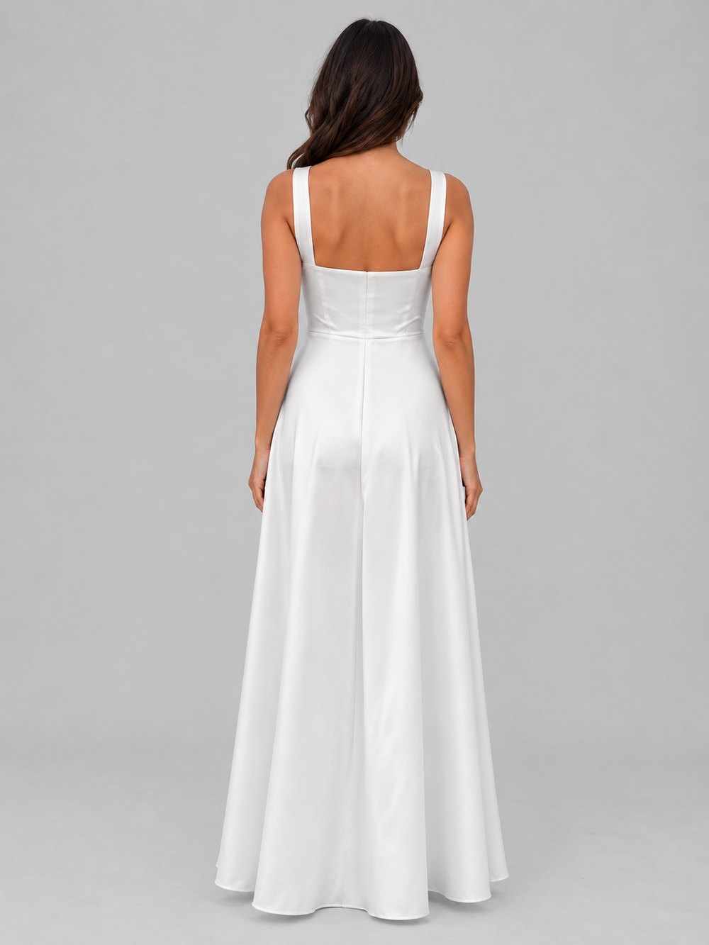 Women's Elegant Structured Bodice Square Neck Maxi Dress
