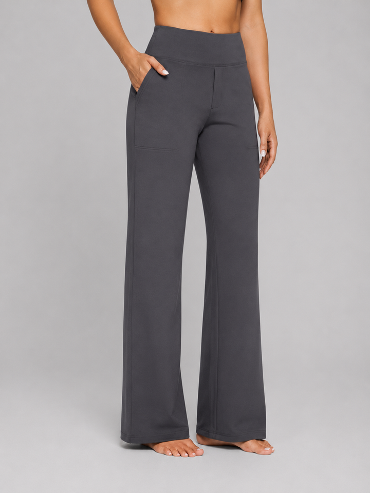 Women's Casual Stretch High Waist Straight-Leg Trousers