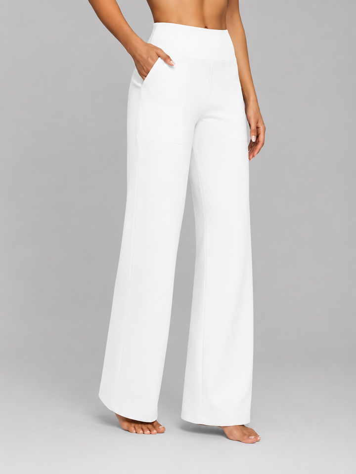 Women's Casual Stretch High Waist Straight-Leg Trousers