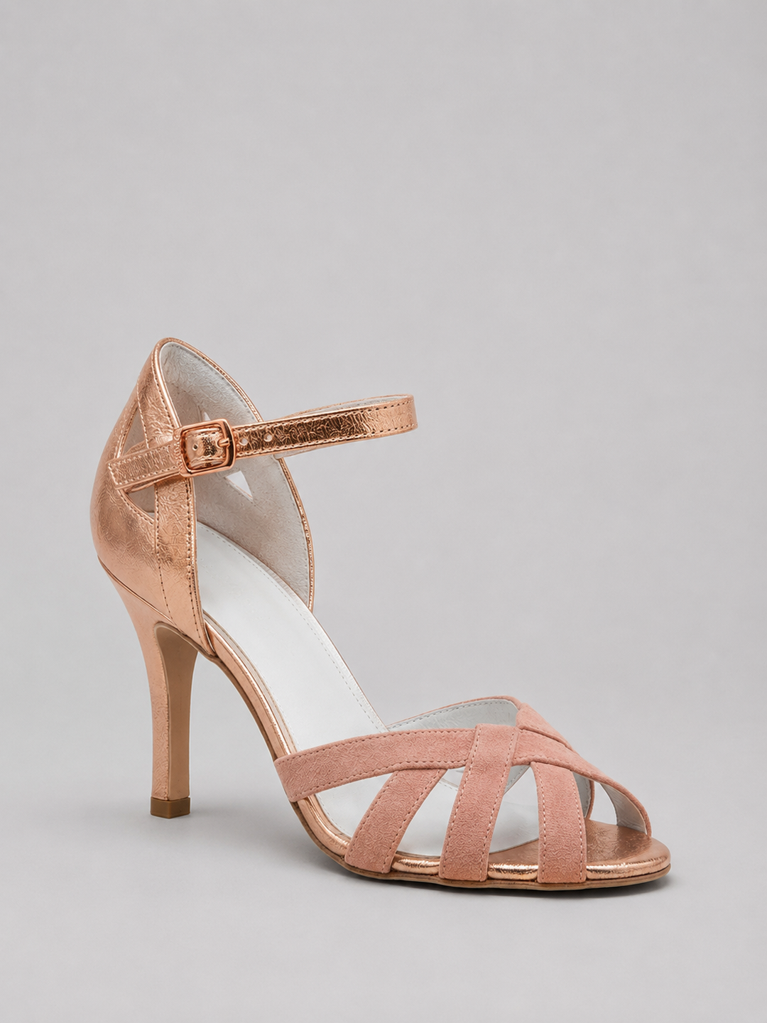 Women's Casual Cushioned Leather T-Strap Mid Heel Shoes