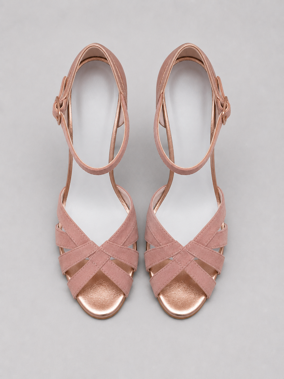 Women's Casual Cushioned Leather T-Strap Mid Heel Shoes