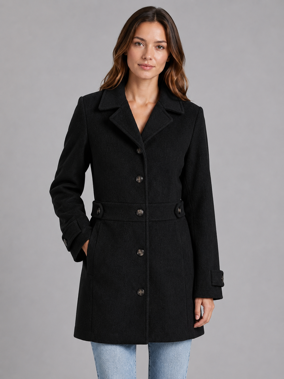 Women's Tailored Wool Blend Longline Button Coat