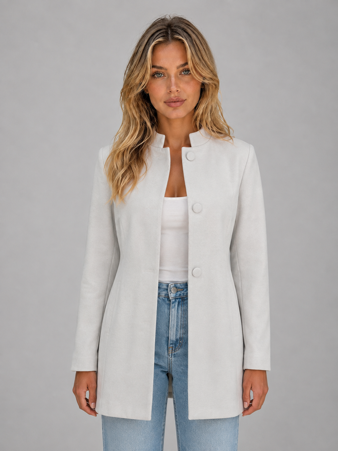 Women's Tailored Wool Blend Button Front Longline Coat