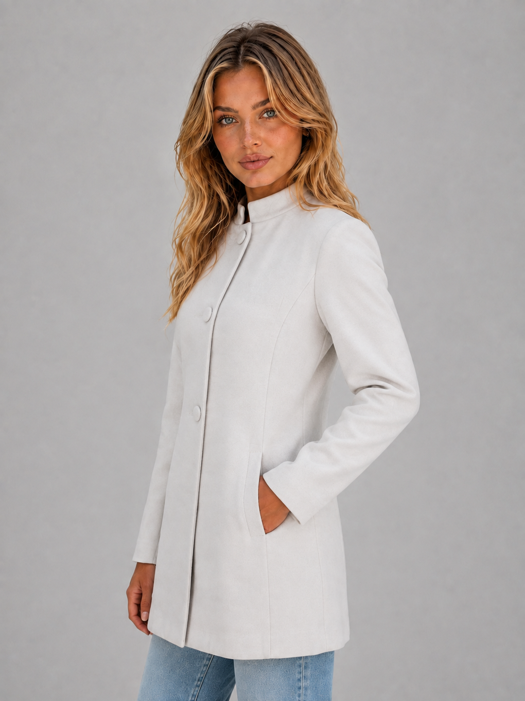 Women's Tailored Wool Blend Button Front Longline Coat