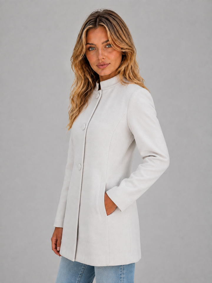 Women's Tailored Wool Blend Button Front Longline Coat