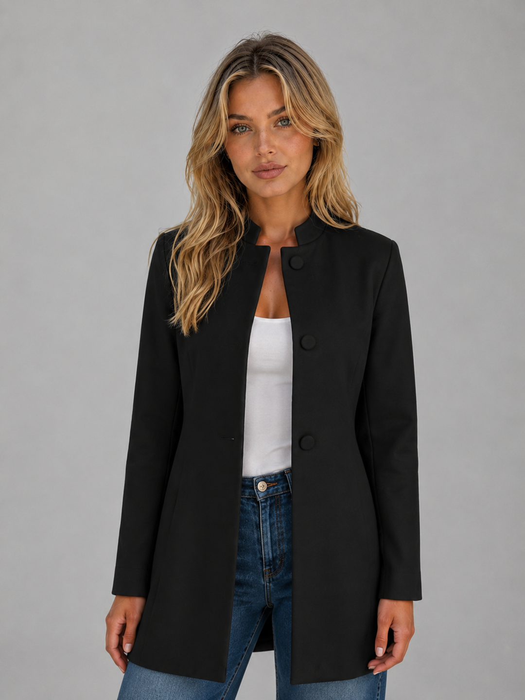 Women's Tailored Wool Blend Button Front Longline Coat