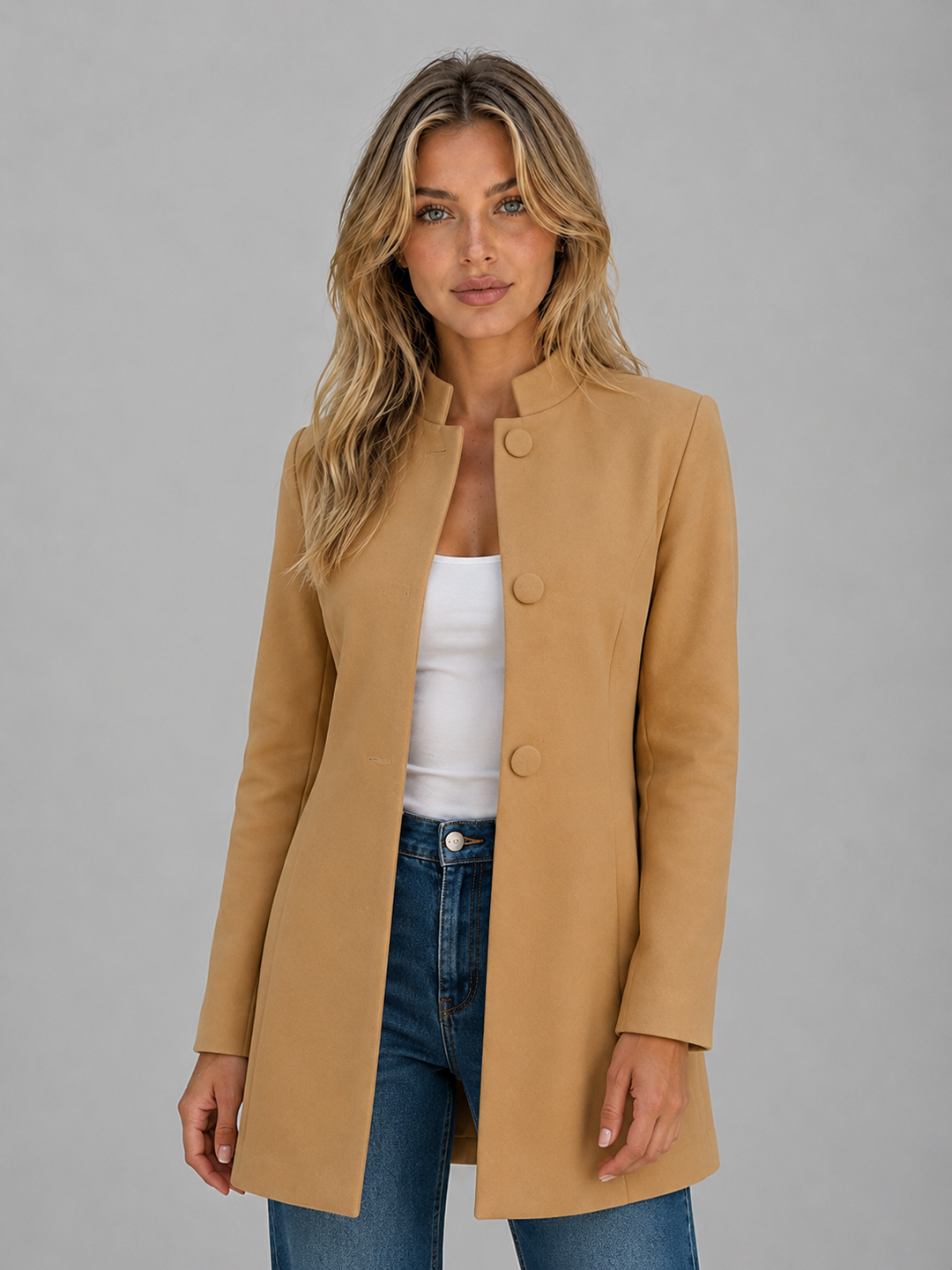 Women's Tailored Wool Blend Button Front Longline Coat