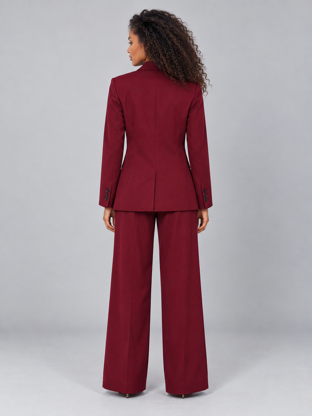 Women's Tailored Double Breasted Blazer and Wide Leg Trouser Set