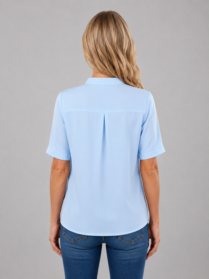 Women's Elegant V-Neck Half Sleeve Cotton Blouse