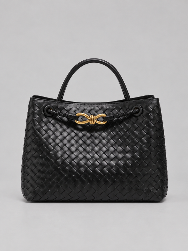 Women's Chic Woven Vegan Leather Tote Handbag