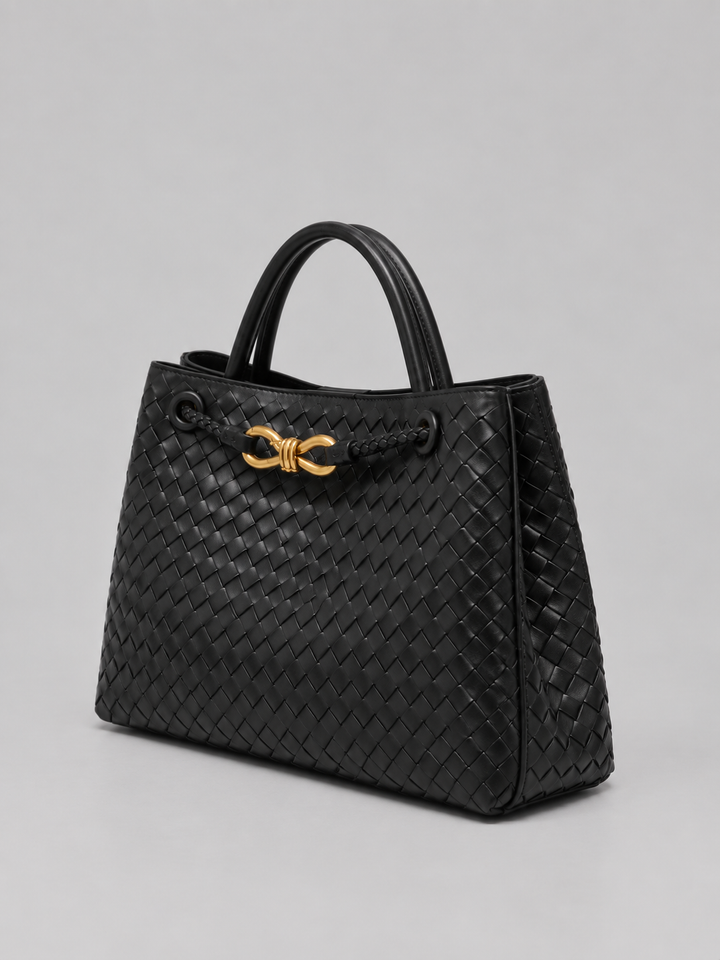 Women's Chic Woven Vegan Leather Tote Handbag