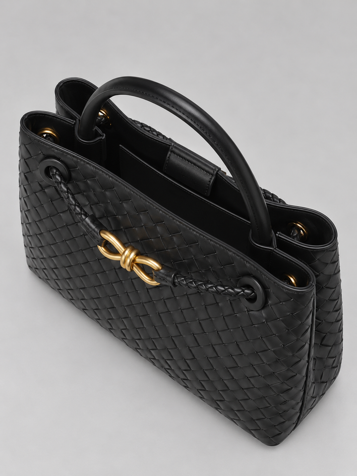 Women's Chic Woven Vegan Leather Tote Handbag