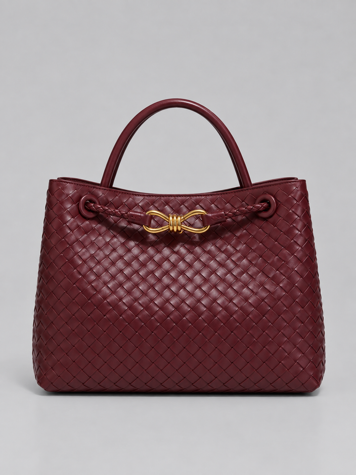 Women's Chic Woven Vegan Leather Tote Handbag