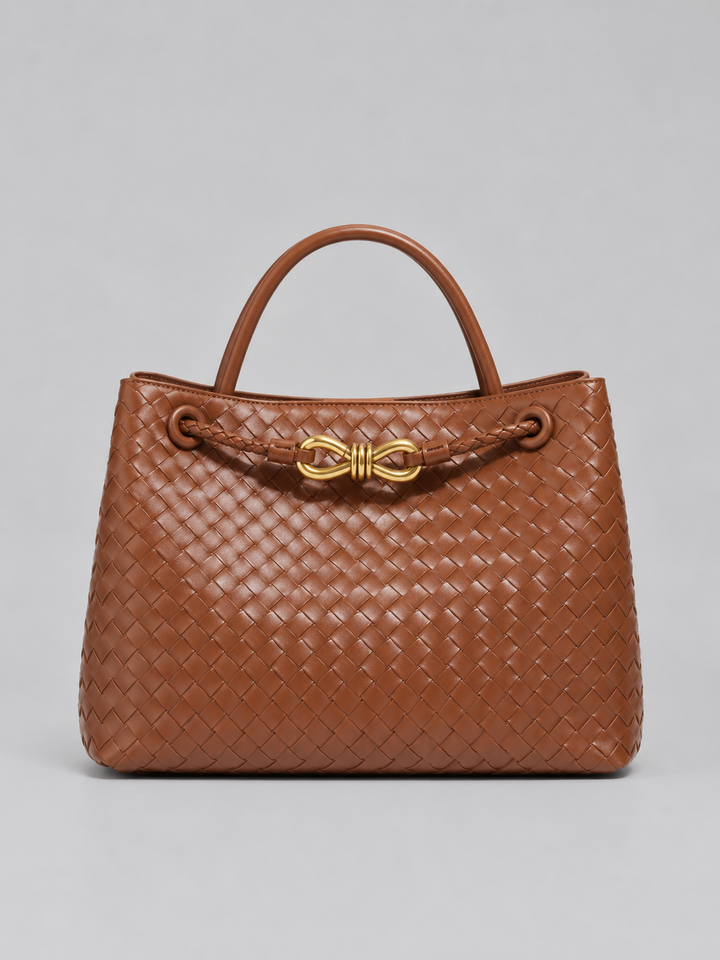 Women's Chic Woven Vegan Leather Tote Handbag