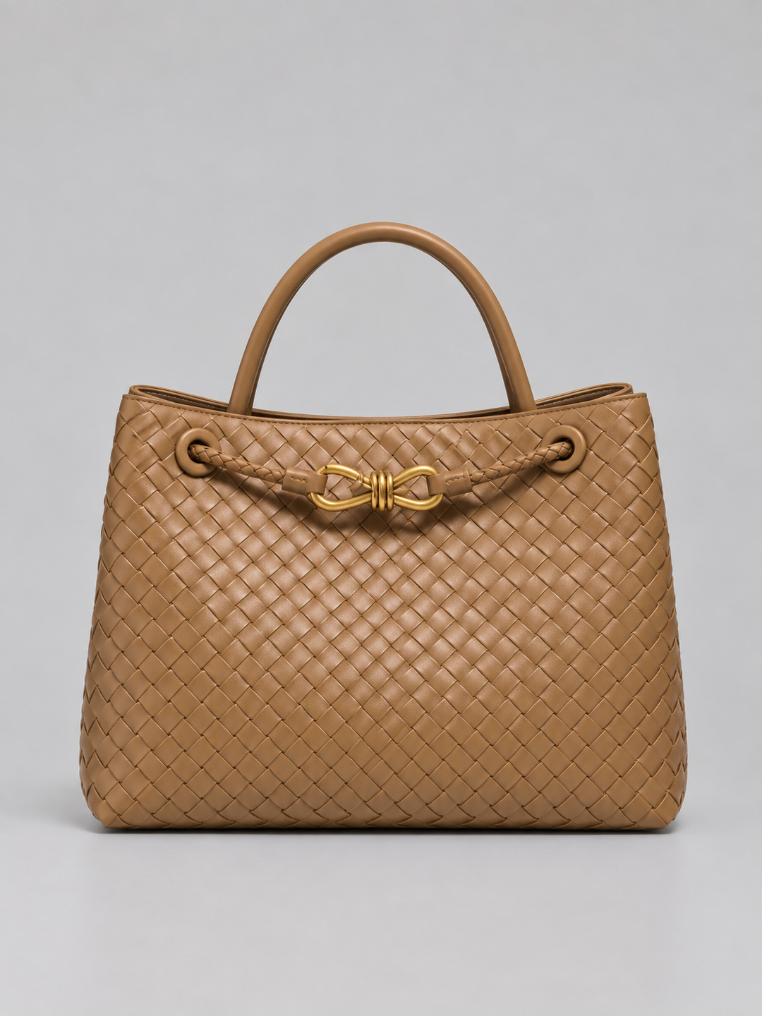 Women's Chic Woven Vegan Leather Tote Handbag