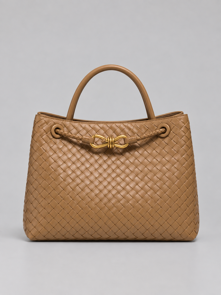 Women's Chic Woven Vegan Leather Tote Handbag