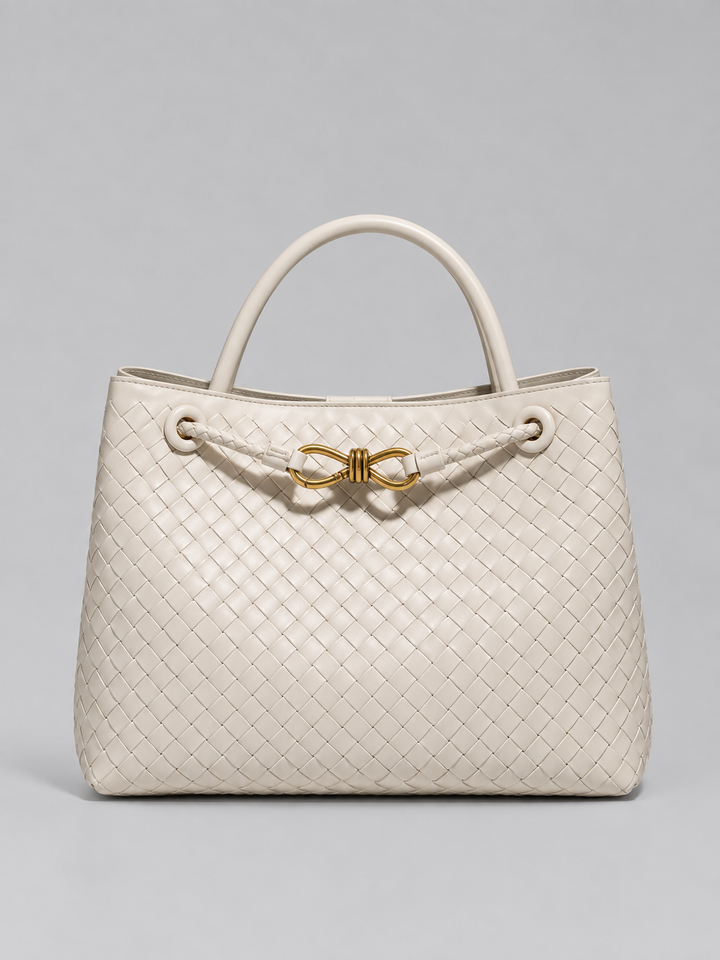 Women's Chic Woven Vegan Leather Tote Handbag