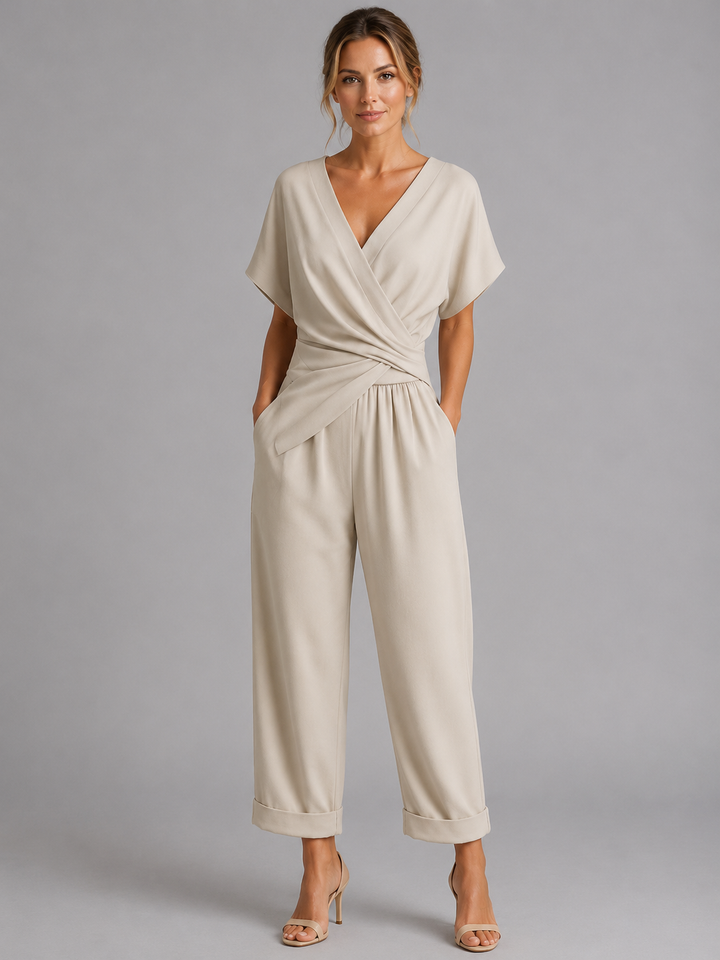Women's Casual Lightweight Wrap Front Co-Ord Set