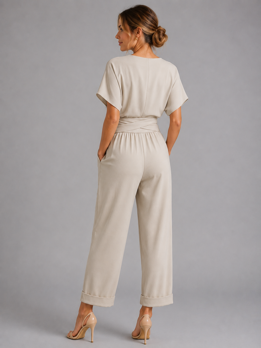Women's Casual Lightweight Wrap Front Co-Ord Set