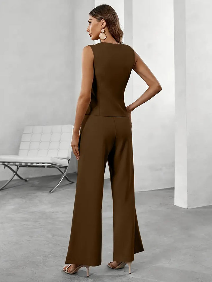 Siopie Women's Tailored Vest Wide Leg Trouser Set