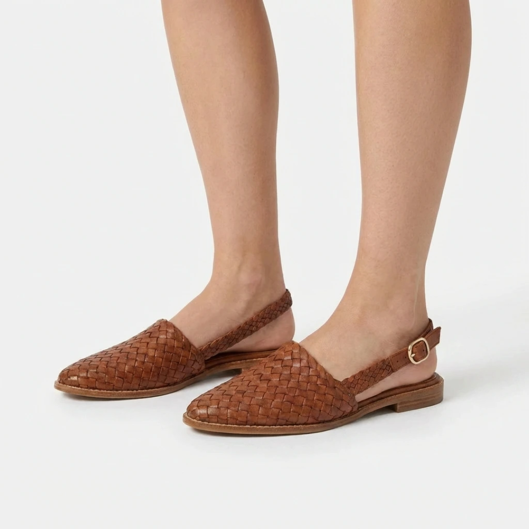 Womens Ballerina Sandals Woven Leather Slingback Style - Clovrio