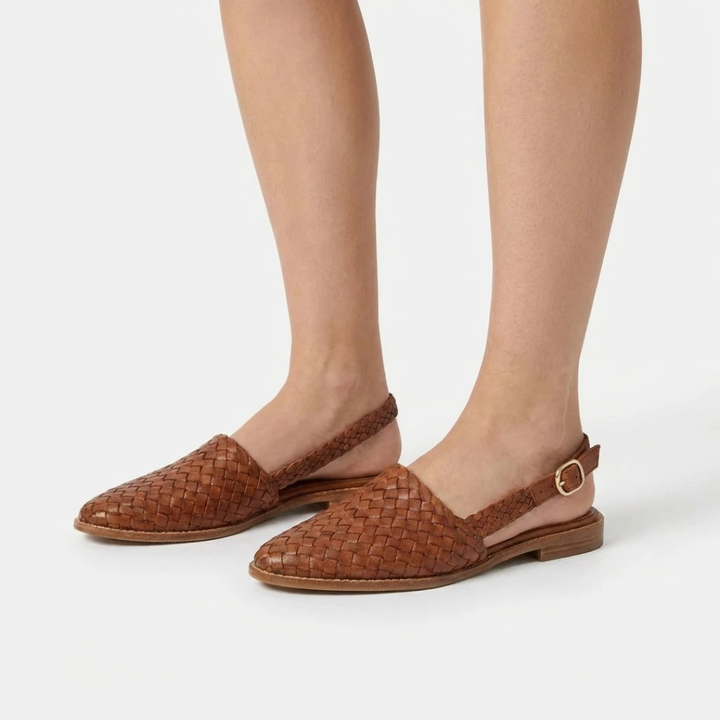 Womens Ballerina Sandals Woven Leather Slingback Style - Clovrio