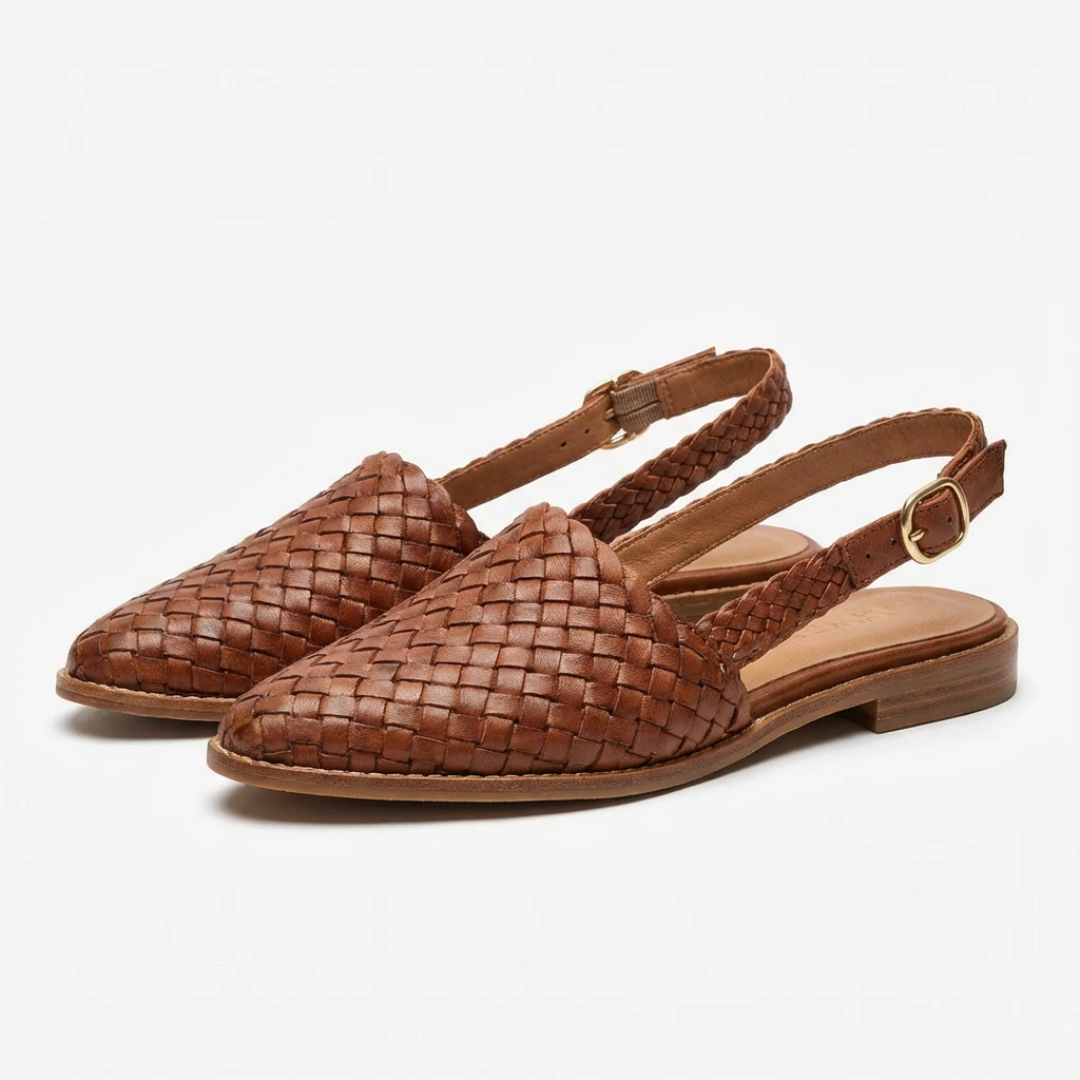 Womens Ballerina Sandals Woven Leather Slingback Style