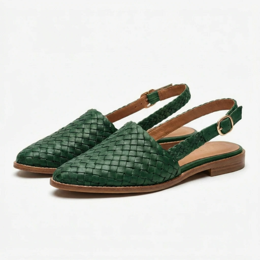 Womens Ballerina Sandals Woven Leather Slingback Style