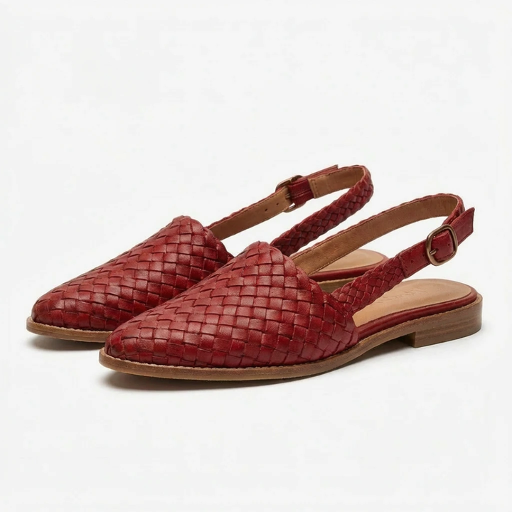 Womens Ballerina Sandals Woven Leather Slingback Style