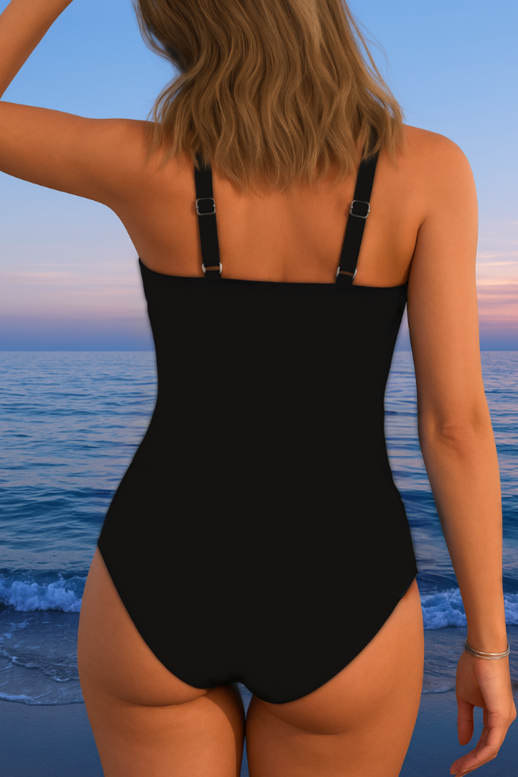 Womens One-Piece Swimsuit with Tummy Control and Printed Design
