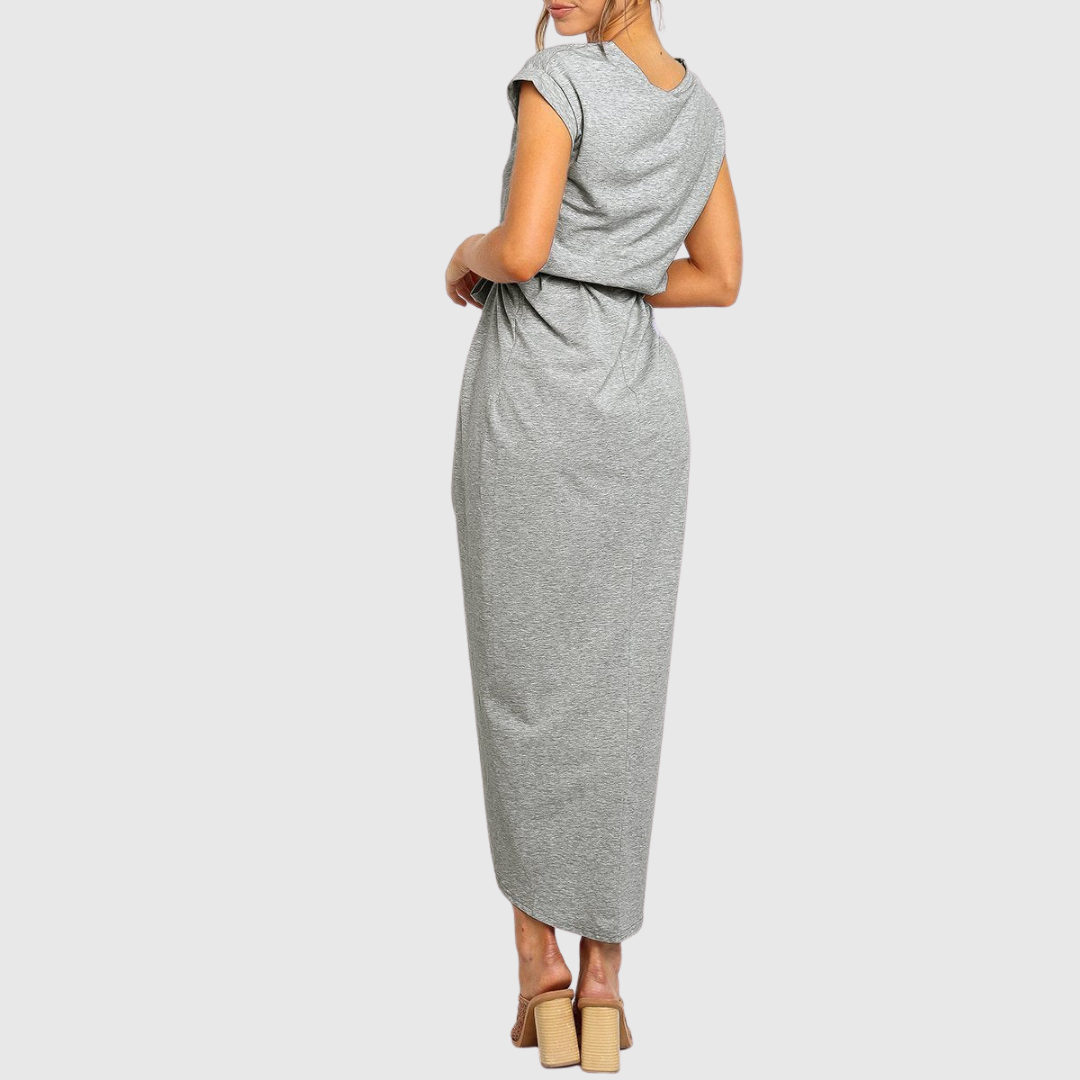 Womens Midi Dress Casual Tie-Waist Wrap Style