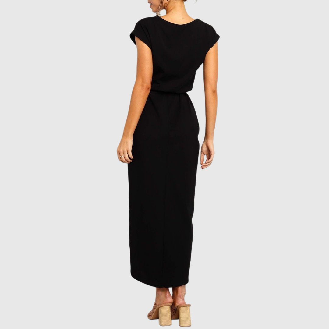 Womens Midi Dress Casual Tie-Waist Wrap Style